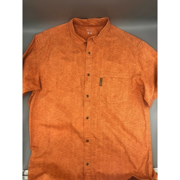 Columbia Large Short Sleeve Orange Button Up‎ Shirt - Picture 9 of 11